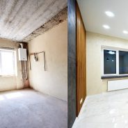La rénovation complète d'un appartement peut commencer sur une base complètement brut avec comme résultat un appartement contemporain. Projet disponible à Arcachon